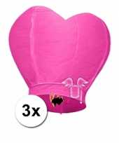 3 hartvormige wensballonnen roze 100 cm