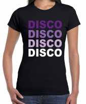 Disco feest t-shirt zwart voor dames