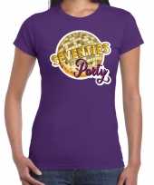 Disco seventies party feest t-shirt paars voor dames