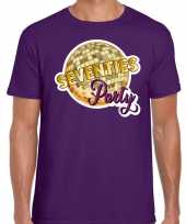 Disco seventies party feest t-shirt paars voor heren