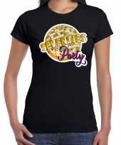 Disco seventies party feest t-shirt zwart voor dames