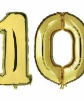Feest 10 jaar gouden folie ballonnen 88 cm leeftijd cijfer