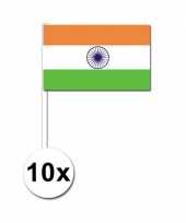 Feest 10 stuks handvlag india 12 x 24 cm