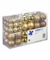 Feest 100x gouden kunststof kerstballen 3 4 en 6 cm glitter mat glans