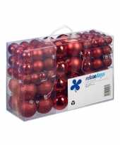 Feest 100x rode kunststof kerstballen 3 4 en 6 cm glitter mat glans