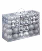 Feest 100x zilveren kunststof kerstballen 3 4 en 6 cm glitter mat glans