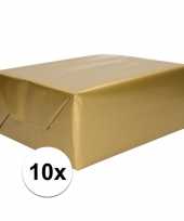 Feest 10x inpakpapier cadeaupapier goud 200 x 70 cm op rol