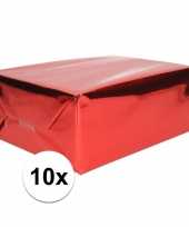 Feest 10x inpakpapier cadeaupapier rood metallic 400 x 50 cm op rol