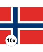 Feest 10x stuks vlag van noorwegen plakstickers