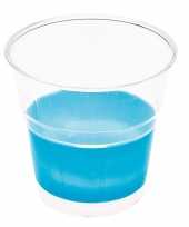 Feest 10x transparante bekers met blauwe rand
