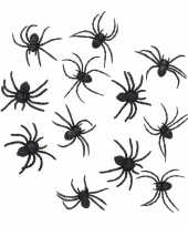 Feest 12 zwarte decoratie spinnetjes 8 cm