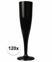 Feest 120 x champagne glazen zwart