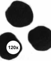 Feest 120x zwarte knutsel pompons 15 mm
