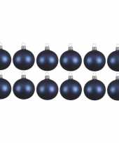 Feest 12x donkerblauwe glazen kerstballen 10 cm mat