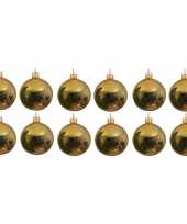 Feest 12x gouden glazen kerstballen 10 cm glans