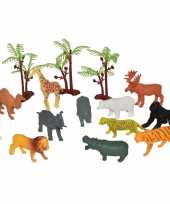 Feest 15x plastic speelgoed wilde dieren in emmer