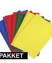 Feest 16x a4 hobby karton blauw rood donkergroen geel