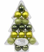 Feest 17x groene kunststof kerstballen pakket 3 cm