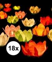 Feest 18x drijvende kaarsen lantaarns bloemen 29 cm gekleurd papier