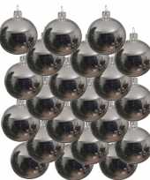 Feest 18x zilveren glazen kerstballen 8 cm glans