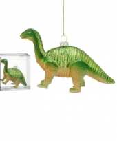 Feest 1x decoratiehangers figuurtjes glazen dinosaurus groen 16 cm