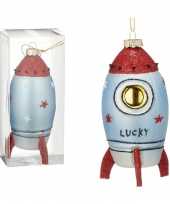 Feest 1x decoratiehangers figuurtjes glazen raket 14 cm