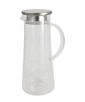 Feest 1x glazen schenkkannen waterkannen 1 liter met rvs dop