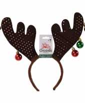 Feest 1x kerst diadeems haarbanden bruine rendier gewei tiara diadeem 38 cm
