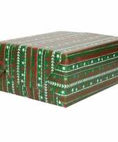 Feest 1x rollen kerst cadeaupapier inpakpapier donker groen met gekleurde sterren 200 x 70 cm