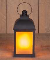 Feest 1x zwarte led lantaarns met vlameffect en timer 22 cm