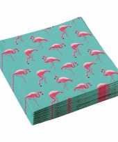 Feest 20x flamingo servetten 33 x 33 cm