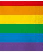 Feest 20x gay pride thema servetten regenboog 33 x 33 cm