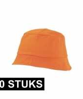 Feest 20x oranje vissershoedjes zonnehoedjes voor volwassenen 10141476