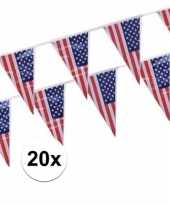 Feest 20x plastic amerikaanse vlaggetjes slingers