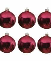 Feest 24x fuchsia roze glazen kerstballen 6 cm glans