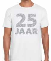 Feest 25 jaar zilver glitter verjaardag jubilieum kado shirt wit heren