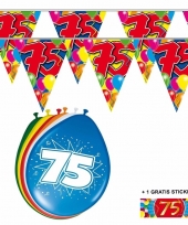 Feest 2x 75 jaar vlaggenlijn ballonnen