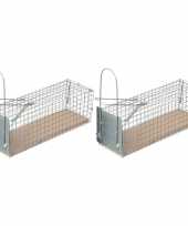Feest 2x diervriendelijke rattenval kooi 28 cm ongediertebestrijding