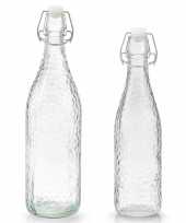 Feest 2x glazen flessen transparant met beugeldop 500 ml en 1000 ml