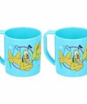 Feest 2x mickey mouse disney mokken onbreekbare drinkbekers lichtblauw