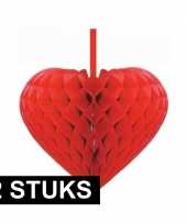 Feest 2x rode decoratie hartjes versiering 15 cm