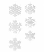 Feest 2x sneeuwvlok hangdecoratie versiering wit