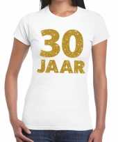 Feest 30 jaar goud glitter verjaardag jubileum kado shirt wit dames