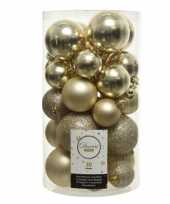 Feest 30x champagne beige kerstballen 4 5 6 cm kunststof mat glans glitter