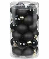 Feest 30x zwarte kleine glazen kerstballen 4 cm glans en mat
