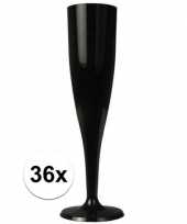 Feest 36 x champagne glazen zwart