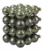 Feest 36x graniet groene glazen kerstballen 4 cm mat glans