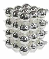 Feest 36x zilveren glazen kerstballen 6 cm glans