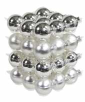 Feest 36x zilveren glazen kerstballen 6 cm mat glans