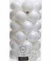 Feest 37x winter witte kerstballen 6 cm kunststof mix